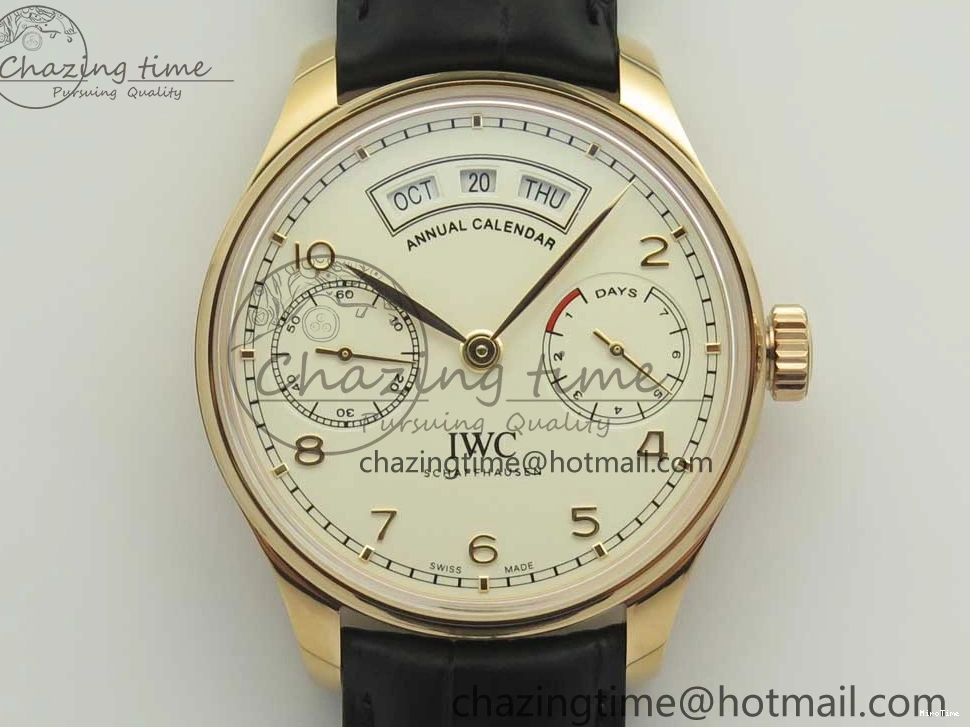 MIROTIME 0422 Thermal Portuguese Real PR Real Annual Calendar IW503501 RG ZF 1:1 Best Edition White Dial on Black Leather Strap A 7150